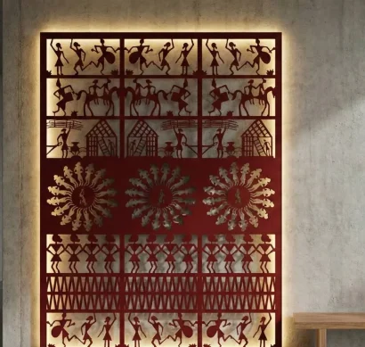 Intricate CNC cut wooden partition design — Eish CNC Designs Indore