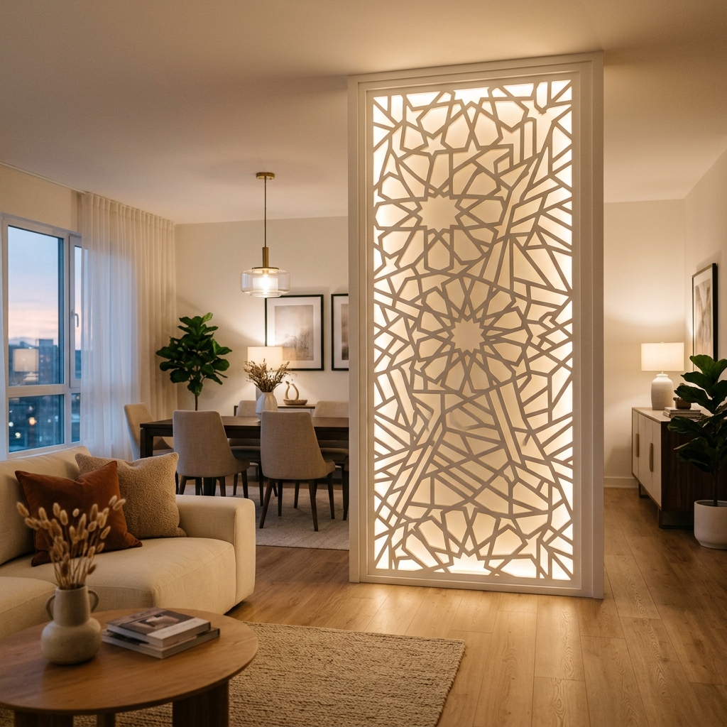 Custom MDF jali partition and decorative panels in Indore by Eish CNC Designs